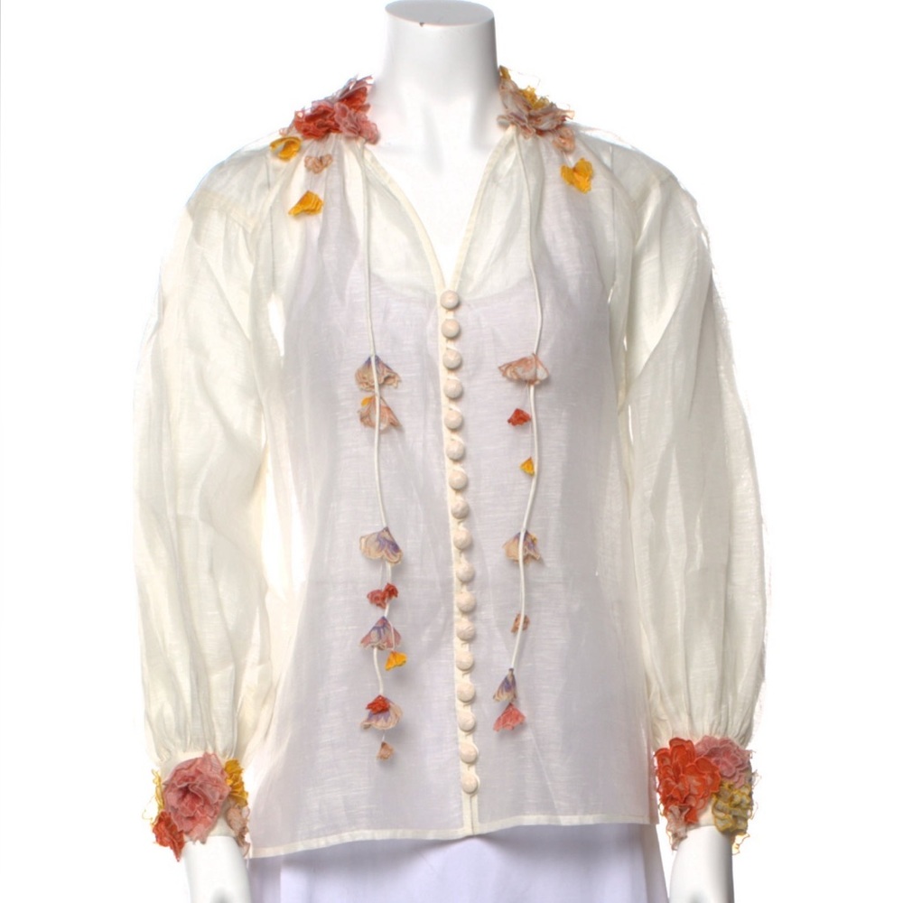 Authentic NWT Zimmermann Postcard Flower Embellished Blouse Size0( US2-4)